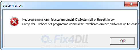 CrySystem.dll ontbreekt