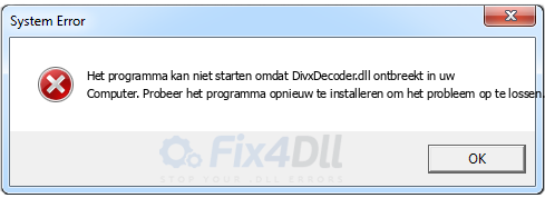 DivxDecoder.dll ontbreekt