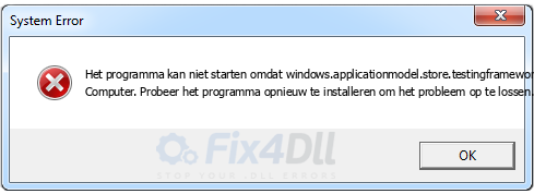 windows.applicationmodel.store.testingframework.dll ontbreekt