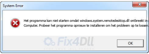 windows.system.remotedesktop.dll ontbreekt