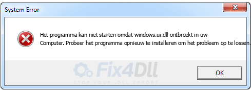 windows.ui.dll ontbreekt